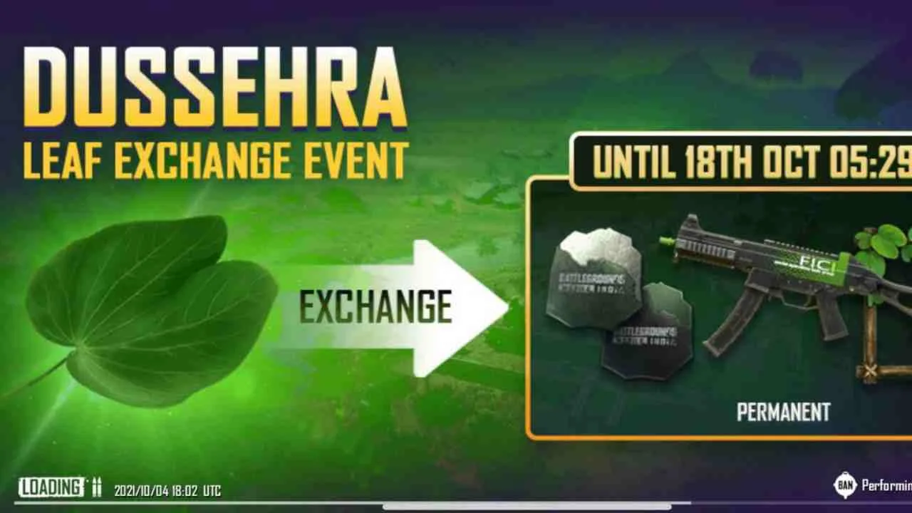 BGMI's Dussehra Leaf Exchange Event